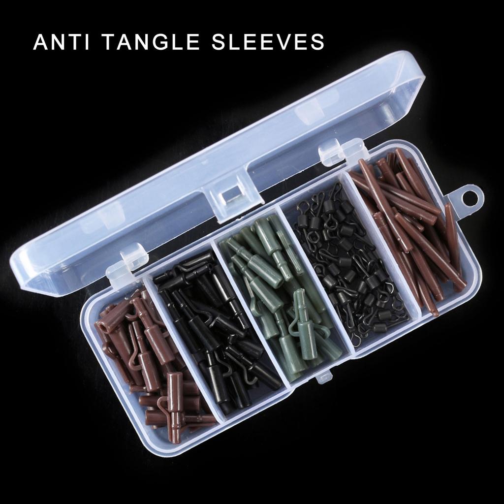 120Pcs Carps Fishing Tackle Set Fishing Accessory Set Including Carps Hook Quick Changes Swivels Anti-Tangles Sleeves