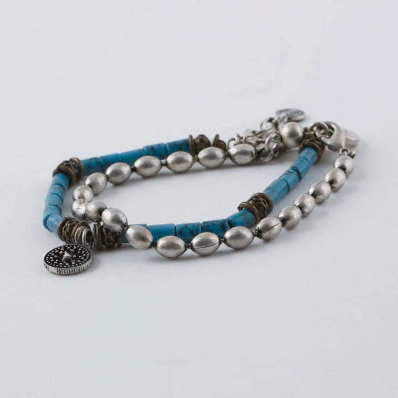 SHOVEOFF SVB-218 Turquoise Double Chain Bracelet