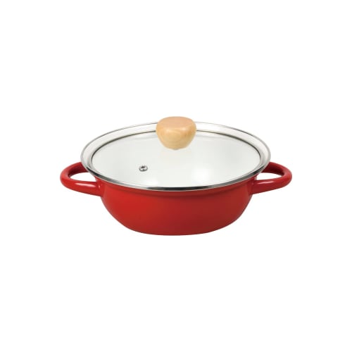 Pearl Metal HB-6162 18cm Enameled Tabletop Pot with Glass Lid, Induction Compatible, Only One Stage