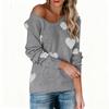 Ladies Autumn Winter Long Sleeve V Neck Pullover Love Heart Loose Knitted Sweater Knitwear Top