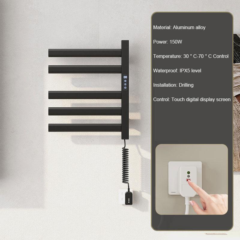 Electric Towel Pole Aluminum Alloy Towel Rack Household Bathroom Intelligent Heating Constant Temperature Storage Rack Towel Bar