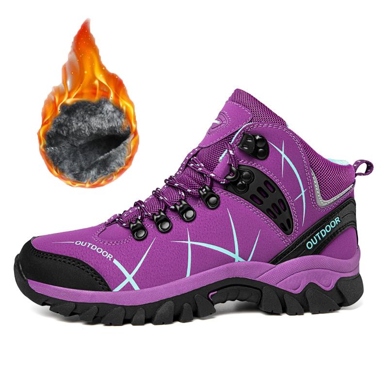 35-46 Couple Large Outdoor Mountaineering Shoes Casual Hiking Shoes with Velvet Warm High Top Cotton Shoes Snow Boots