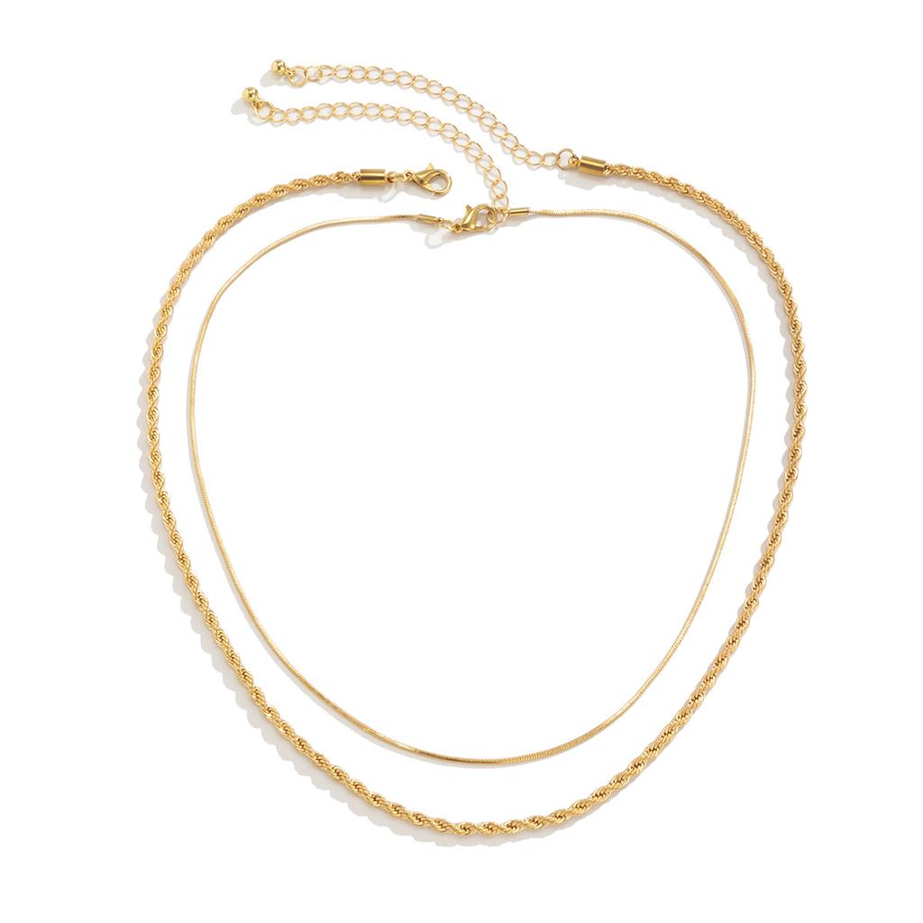 Accessories, Hip Hop Simple Flat Snake Bone Chain Necklace Women, Vintage Geometric Twist Chain Collarbone Necklace