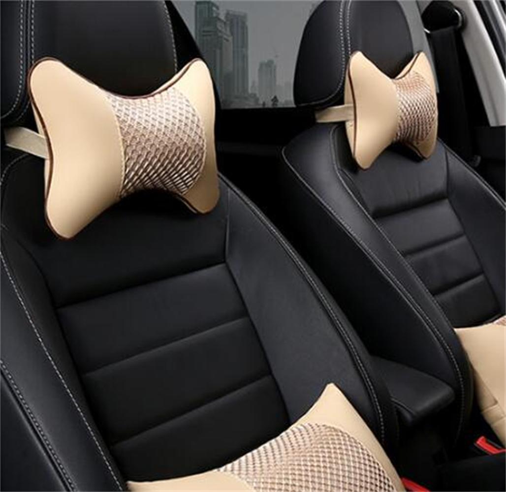 

2 шт. автомобильные подушки для шеи из искусственной кожи, удобные подушки для подголовника сиденья автомобиля, подушки для подголовника, подходят для Honda Toyota бежевый