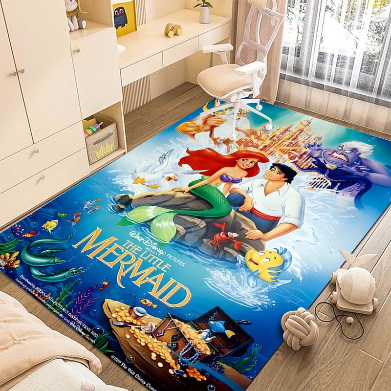 1PC Disney The Little Mermaid Print Carpet for Living Room Bedroom Kid's Room Home Decor Pink Room Decor Area Rug Non-slip Mat