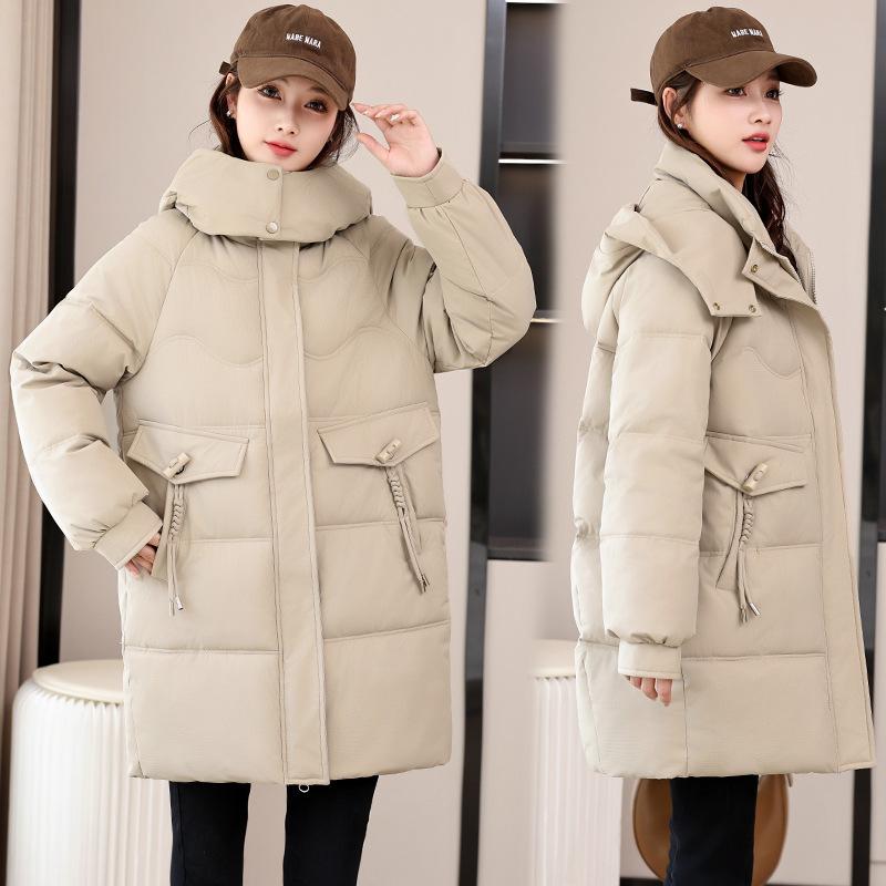Down Cotton Jacket Women's 2025 New Mid-length Plus Size Loose Bread Jacket Cotton Jacket Winter Padded Jacket Thickened Jacket