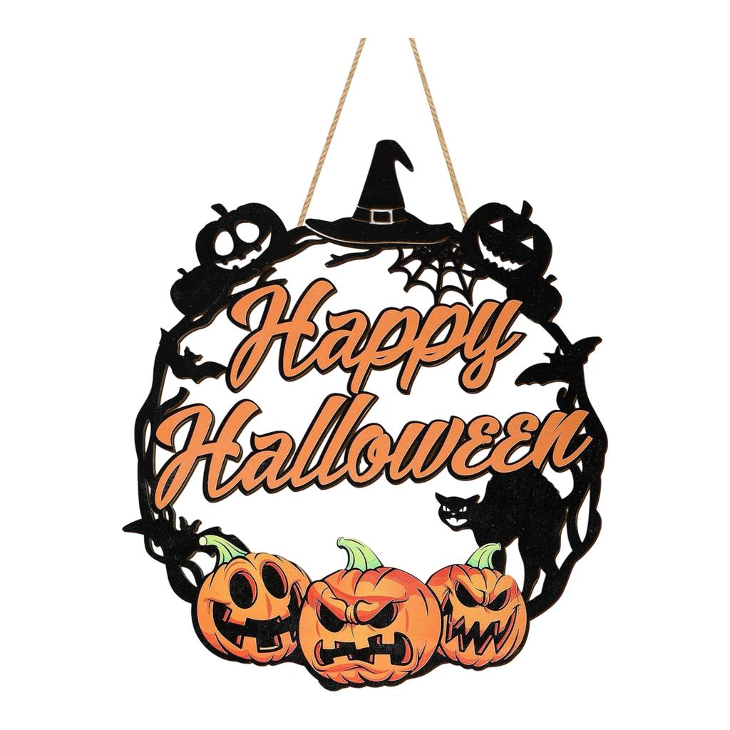 Halloween Pumpkin Wooden Craft Pendant Holiday Party Decoration Doorplate Ornaments