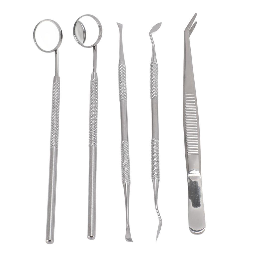 5pcs Teeth Cleaning Tools Stainless Steel Tooth Tartar Scraper Oral Care Tool with 2 Mouth Mirror 2