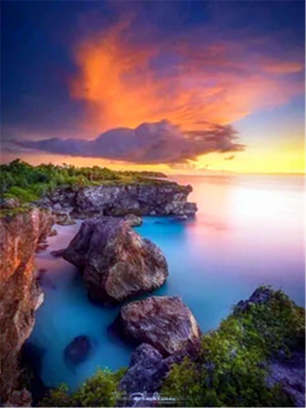 RUOPOTY Painting By Numbers Seaside Landscape Handpainted Unique Gift Pictures By Numbers Tree For Adults Home Decoration