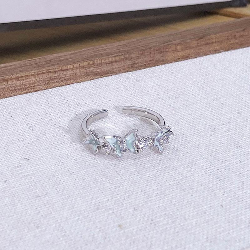 Mint Matcha Milk Green Butterfly Open Ring Women'S Niche Design Small Fresh And Cold Ring