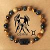 12 Constellations Natural Stone Beaded Bracelet Zodiac Tiger Eye Stretch Bracelet for Women Men