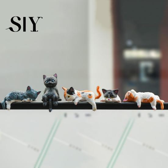Tiny Plastic Cat Statues Mini Figurine Miniature Cute Cartoon Kittens Ornament for Office Decorations Computer Monitor Car Dashboard Home Desk