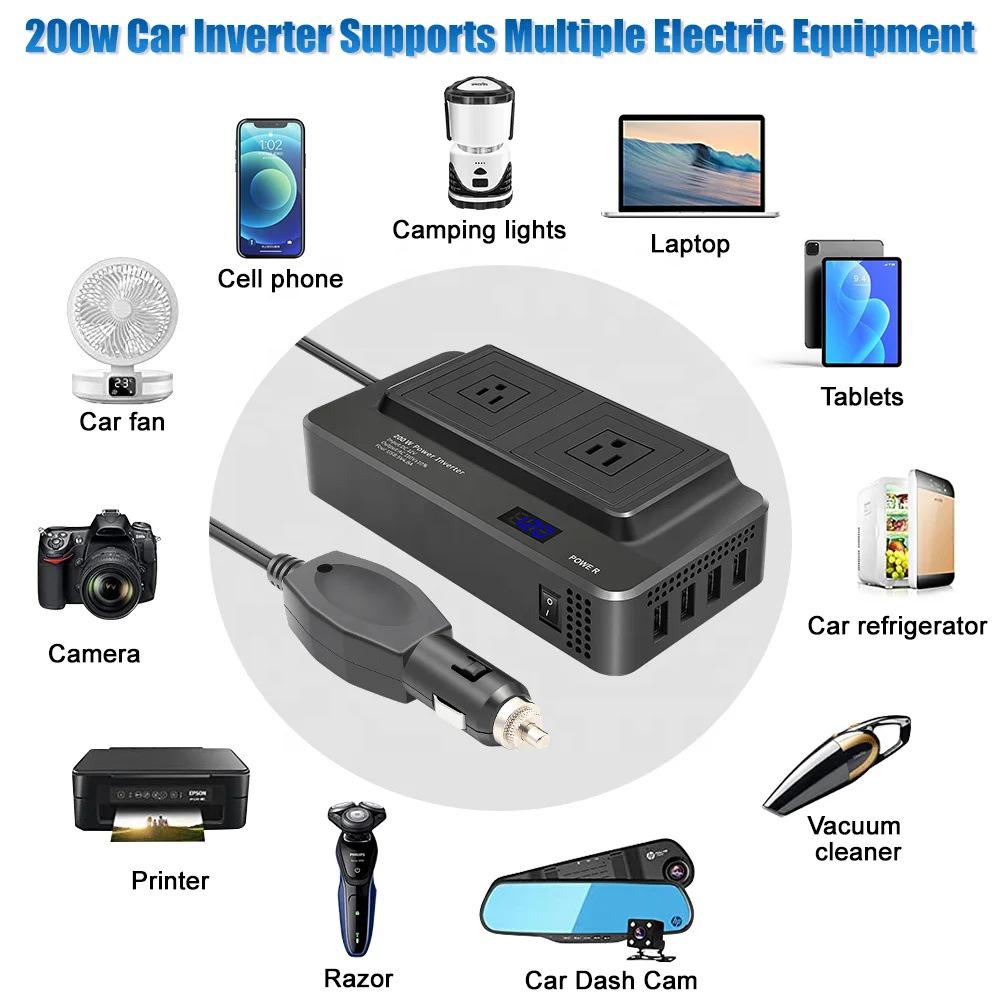 200W Car Power Inverter: 12V To 110V/220V Converter