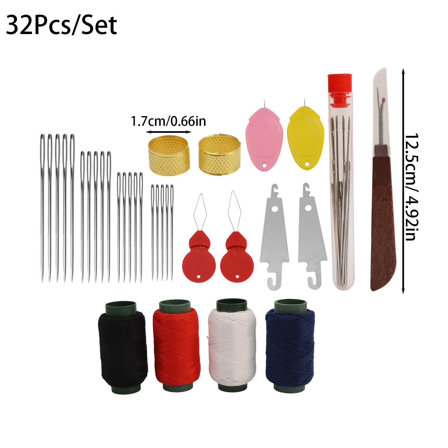 

32/43pcs Household Big Eyed Sewing Needle with Thread Thimble Threader Scissor Set DIY Jewelry Apparel Craft Sewing Supplies