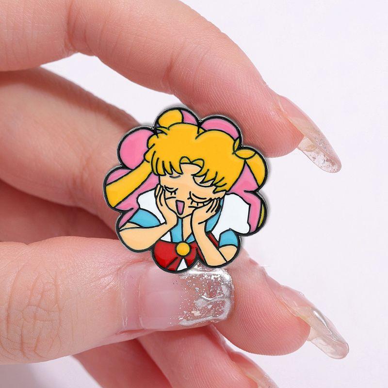 Kawai Sailor Moon Usagi Tsukino Cute Cartoon Metal Badge Moon Hare Brooch Cute Student Bag Accessories Toy Children Halloween