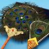 Nepal Wamba Pot Decoration Tibetan Peacock 31Eye Exquisite Feather Satin Hand Fan Holy Aquarius Ornament Buddhist Religious Item