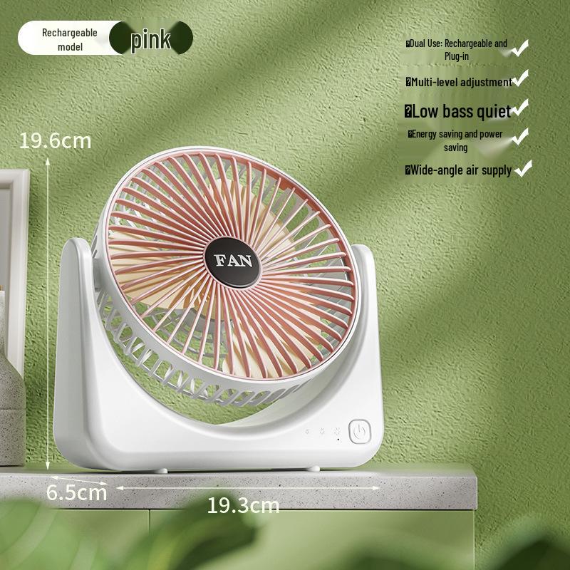 Portable USB Rechargeable Mini Desktop Fan with Large Air Volume for Home, Outdoor, Dormitory, and Student Use