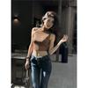 Womens High Waist Vintage Wash Flare Jeans Y2K Bootcut Wide Leg Denim Trousers Streetwear