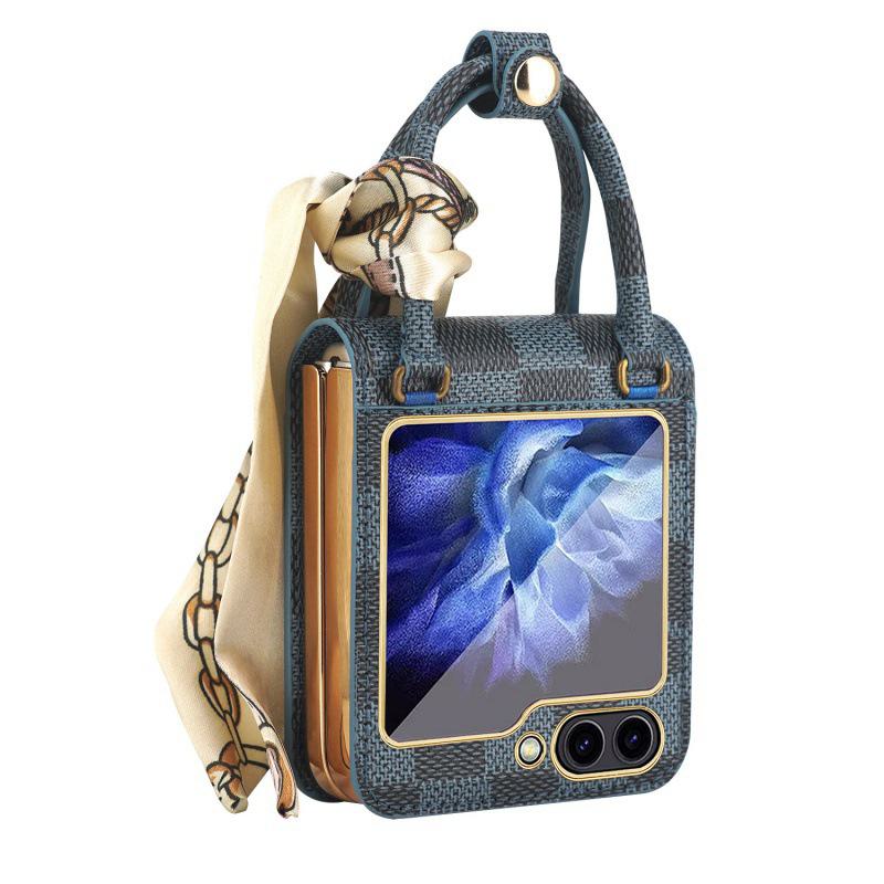 Stylish Silk Scarf Handheld Case for Samsung Z Flip 6, 3/4/5 Gen. - Elegant Cross-Border Design for Women.