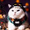Cute Halloween Pet Cat Dog Woven Scarf Hat Clothing Collar Kawaii Cartoon Cats Dress Up Clothing Costume Pet Accessories