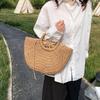 MOON Straw Handbags Women Summer Beach Bag Rattan Bag Handmade Vintage Woven Handbag For Women bolsa femme