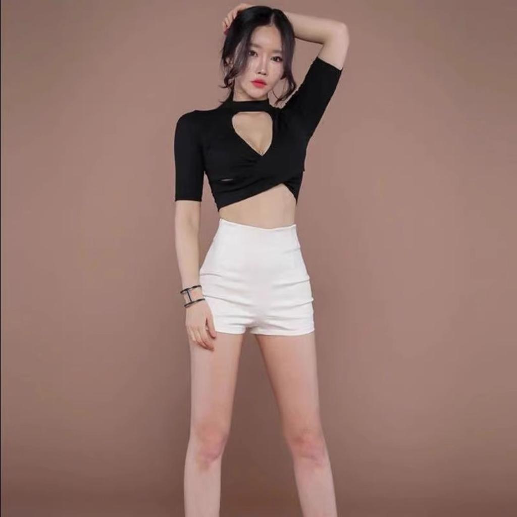 Women's High Waist Safety Shorts Solid Color Stretchy Slim Fit Casual Hot Pants