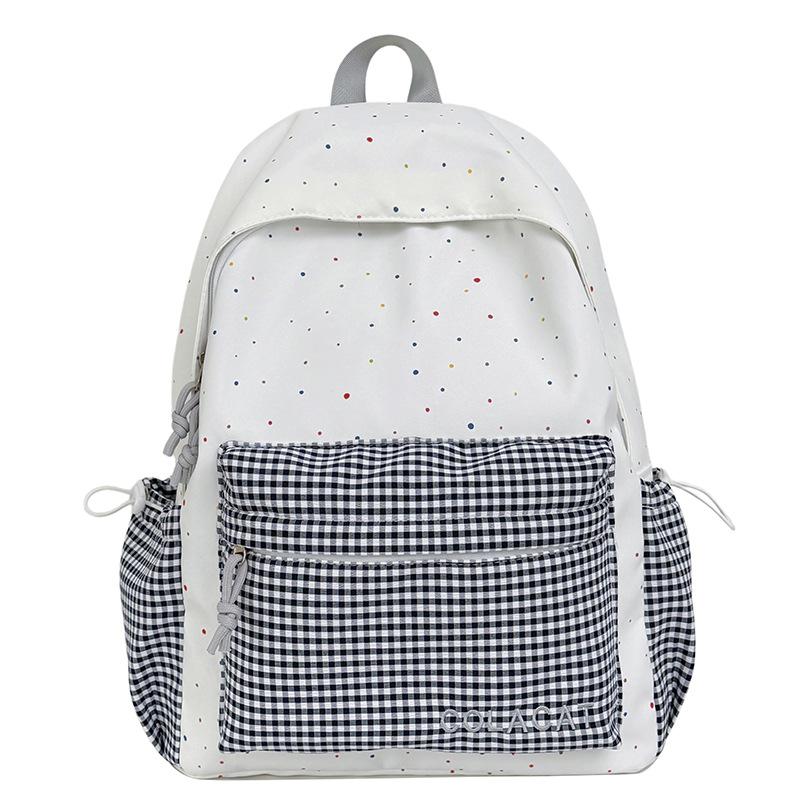 Schoolbag New INS Cute Polka Dot Plaid Backpack, Backpack for Primary and Secondary School Students, Lightweight Large-capacity Travel Backpack 