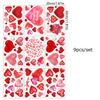 9Pcs 20x30cm Valentine’s Day Window Stickers Cute Watercolor Red Heart Pattern Electrostatic Sticker Wedding Party Home Decor
