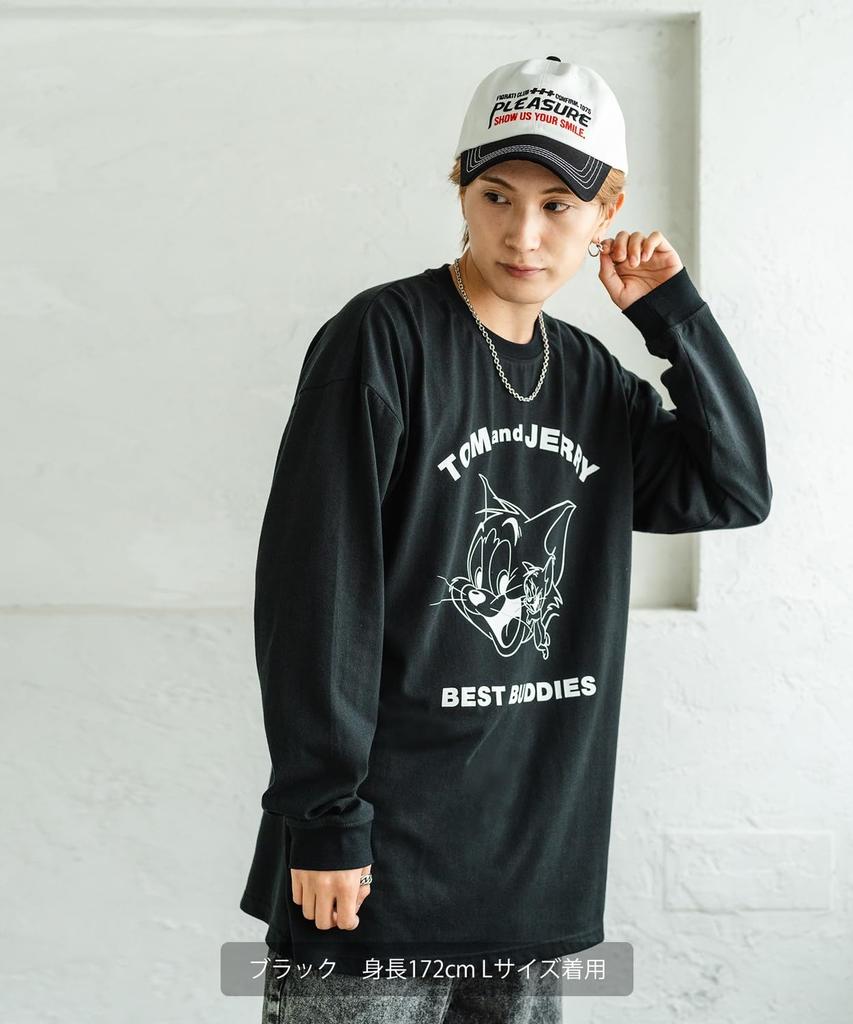 [IMPROVES] Casual [TOM & JERRY] Custom-made Buddies Vintage-Like Long Sleeve T-Shirt, Men's, White