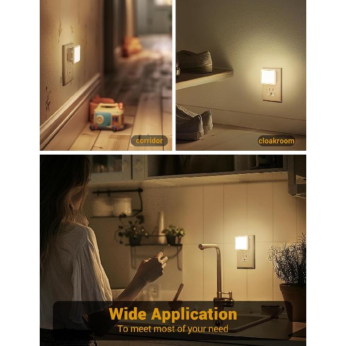 JandCase Night Lights Plug Into Wall 2Pack,Plug In Night Light Dusk-to-Dawn