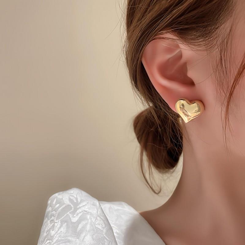 14K Gold Plated Stainless Steel Stud Earrings, Hearts Kst3623