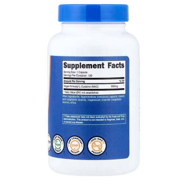 N-acetil L-cisteina vegano, NAC 600, Nutricost (70647001)