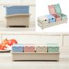 New Creative Wheat Straw Seasoning Box Four Grids with Spoon Food Container Spice Jar Home Kitchen Gadge