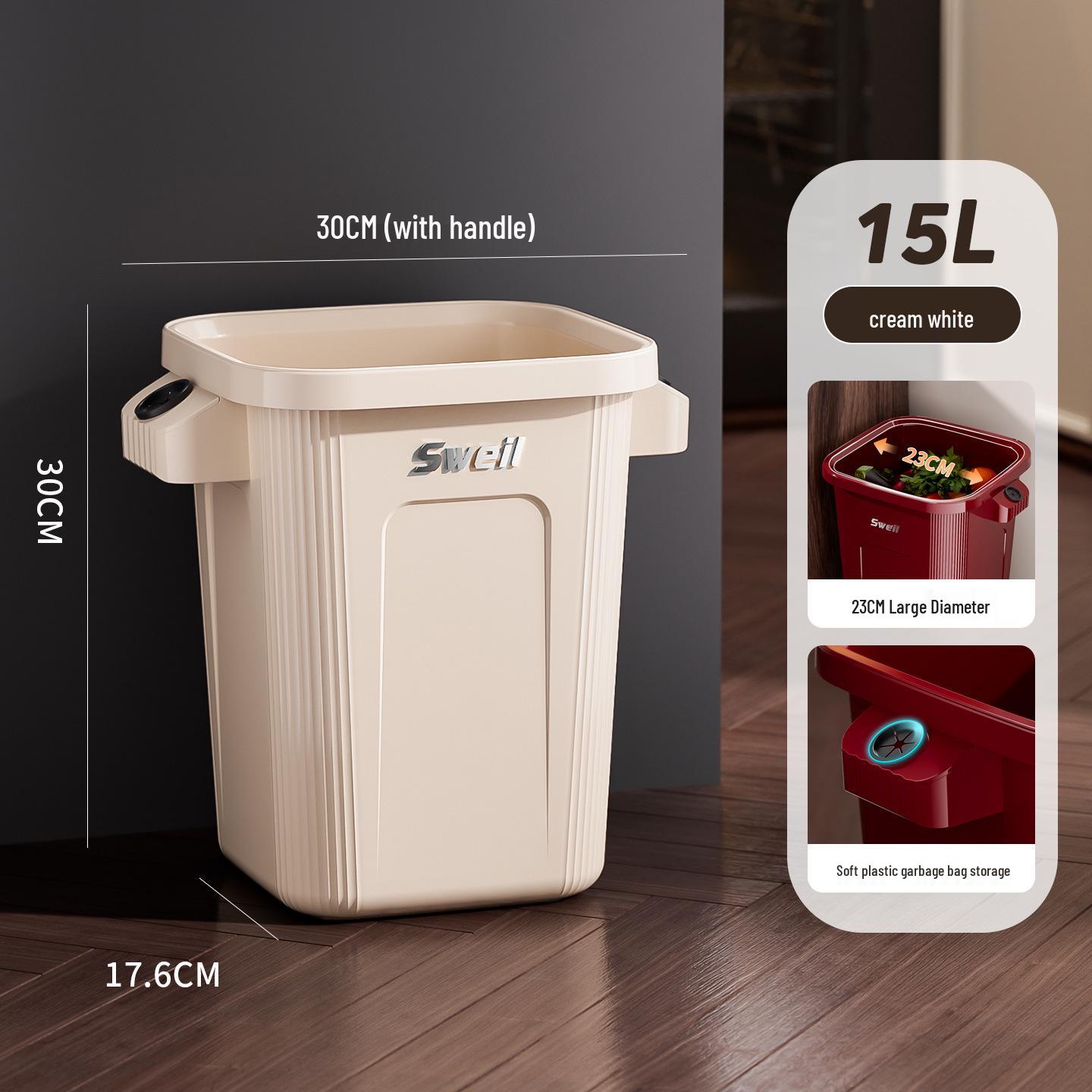 2026 Large Kitchen Trash Can, Lidless with Wheels, High Capacity Bin for Easy Cleaning