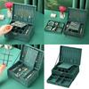 Elegant Emerald Velvets Jewelry Case Antique Inspired Designs Secure Storage Compartments For Rings Earrings Chains