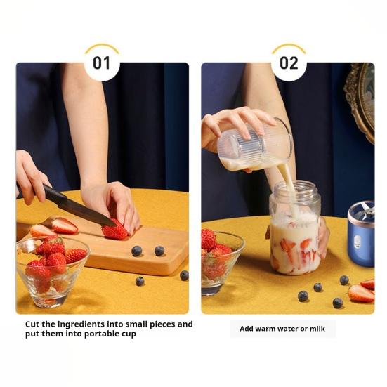 Handheld Juicer with 6 Stainless-Steel Blades 21000Rpm High Speed Low Noise Rechargeable Wireless Fruit Mixer Juice Extractor