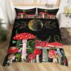 Mushroom Duvet Cover Set Burgundy Plant Fallen Leaves Bedding Set 2/3pcs For Boys Snail Print King Size Soft Comforter Cover
