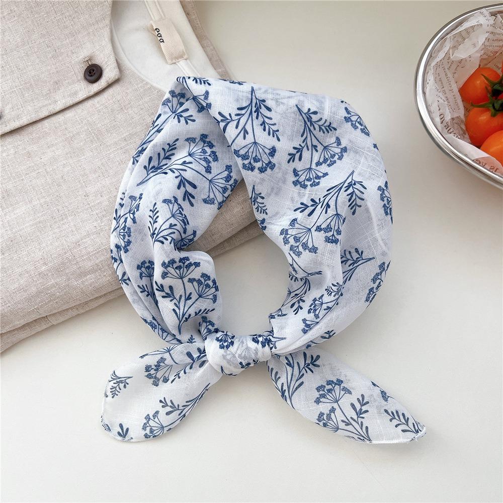 Cashew Small Square Scarf Floral Square Handkerchief Simple Printed Silk Scarf  Vacation