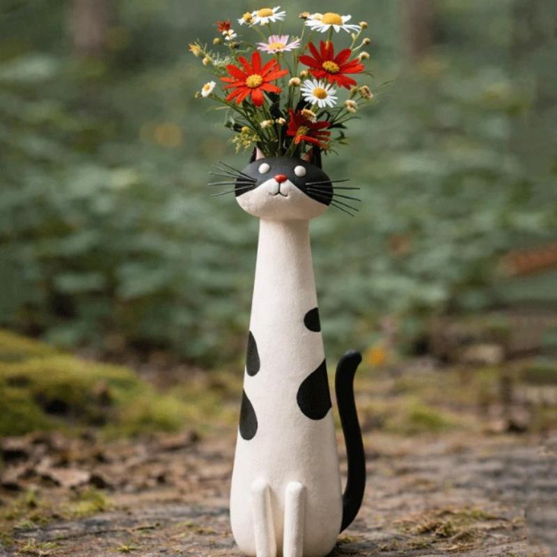 Umweltfreundliche Harz Hund Katze Blumenvase Skurril Niedlich Dekoration Ornament Ungiftig für Zuhause Schreibtisch Kinderzimmer Dekoration