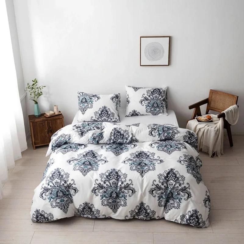 3pcs Boho Bedding Set Striped Geometric Duvet Cover and Pillowcases in Brown Ethnic and Traditional Style Soft Cozy Quilt Covers