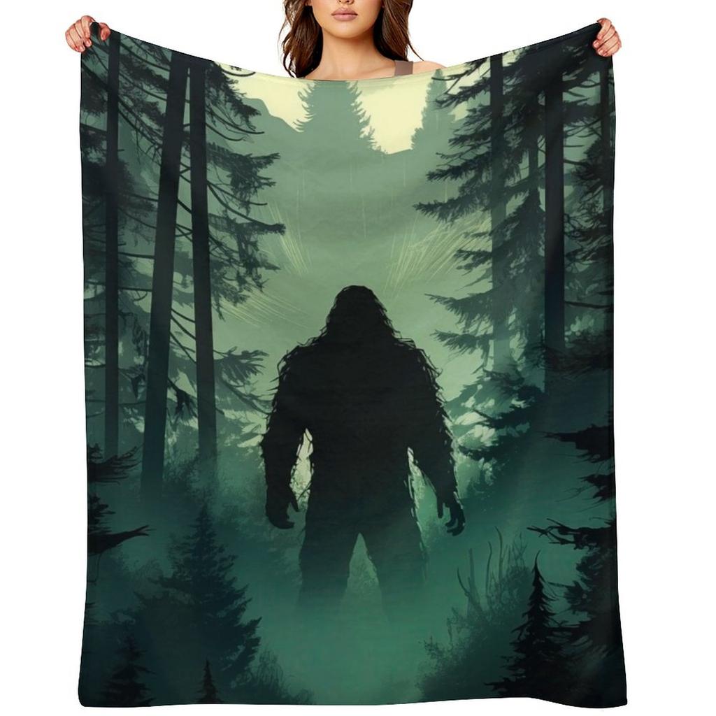 Bigfoot Believes In You And Is Behind You Throw Blanket Multi-Purpose bed plaid halloween Sleeping Bag Blankets