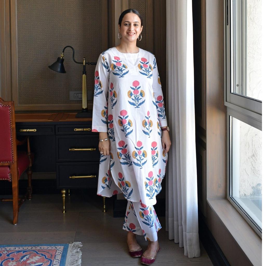 Bollywood Aline Cotton Kurta Pant Set Indian Women Designer Party Wear Kurti VSO-1714 c