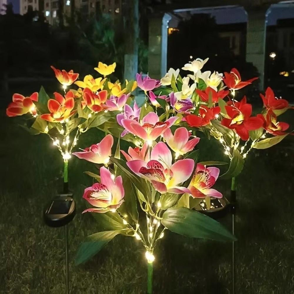 Orchid Design Solar Orchid Ground Light LED Light Holiday Garden Lamp Wedding Party