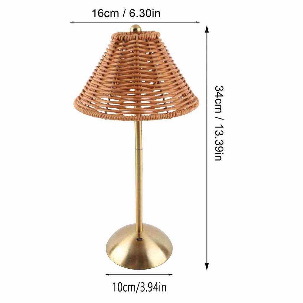 Retro Atmosphere Lighting LED Rattan Rechargeable Desk Lamp Southeast Asian Style Home Decor Living Room Bedroom Desktop Lamp