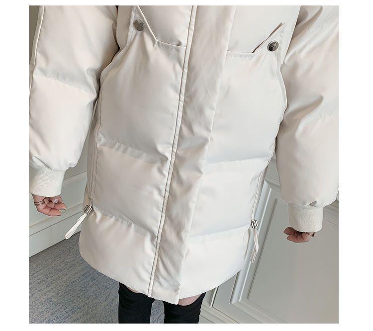 Women's Mid-Length Winter Cotton Jacket with Fur Collar - Korean Style Loose Fit, Plus Size Available