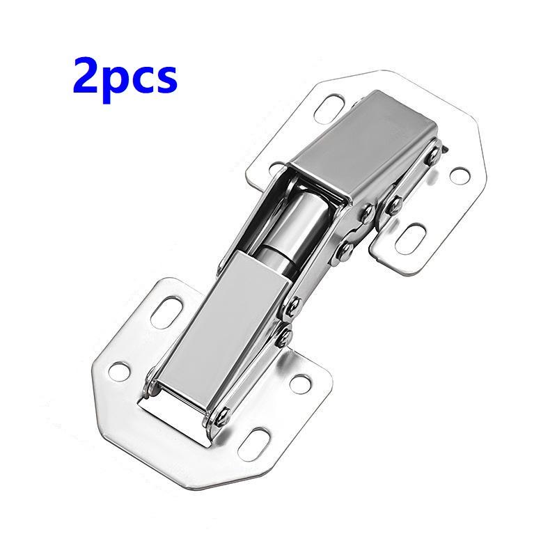 

2Pcs Modern Metal Hidden Cabinet Hinges, 90° Spring Buffer Metal Hinges Complete with Screws,Home Kitchen Furniture Hardware срібний
