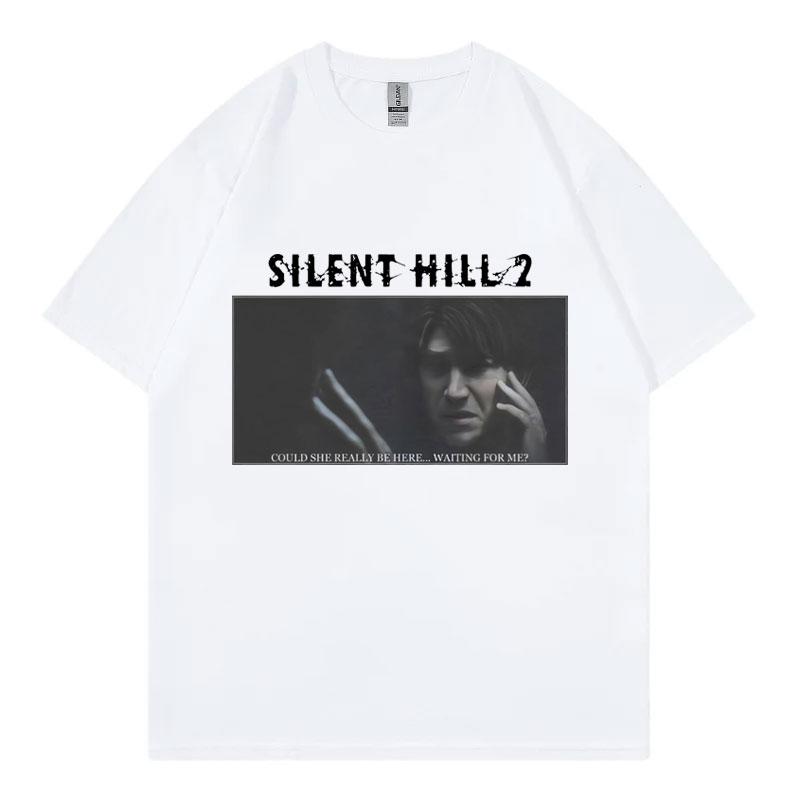 Horror Game Silent Hill 2 Print T Shirt Mens Womens Fashion Vintage Short Sleeve Tshirt Summer 100 Cotton Oversized Tshirts
