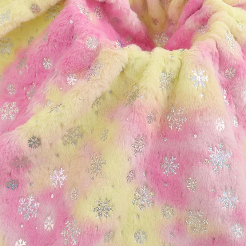 Snowflake Velvet Plush Toys & Accessories Fabric with Tie-Dye and Silver Highlights