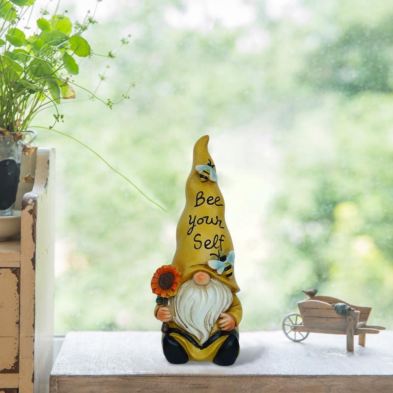 Gartenzwerge Harz Gartenzwerg Statuen für Außen Sonnenblumen-Gnom Statue für Garten Hof Dekorationen Terrasse Rasen Außen Veranda