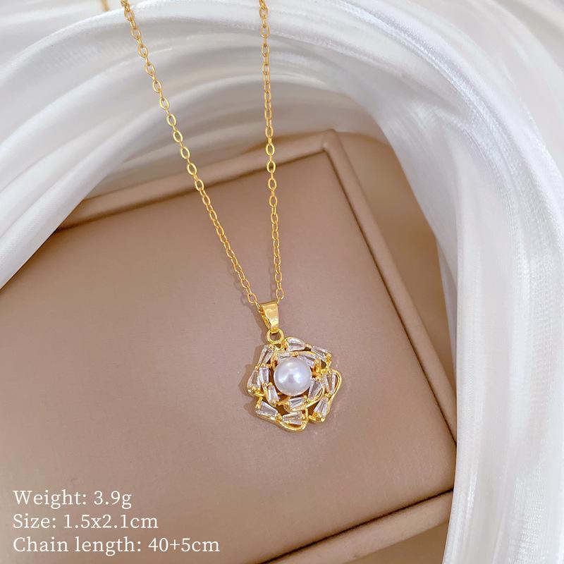 Copper Micro-Inlaid Necklace Women'S Copper Micro-Inlaid Real Gold Electroplating Simple And Exquisite Collarbone Chain Neck Chain